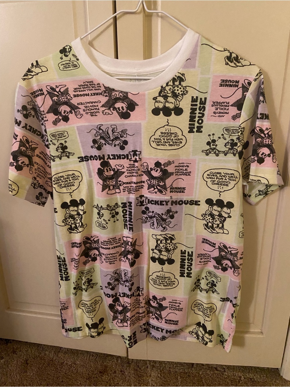 Disney Pastel Comic Strip Mickey & Minnie Short Sleeve Tee